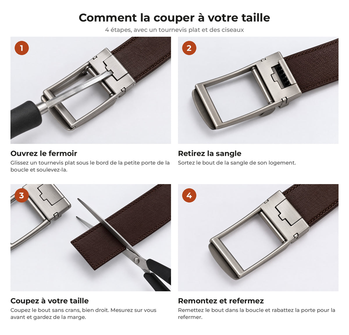 Notice : comment couper la ceinture automatique Ivelko à votre taille en 4 étapes